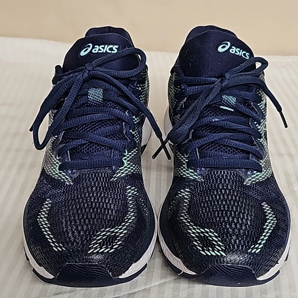 Asics Women's Navy and Aqua Running Sneakers